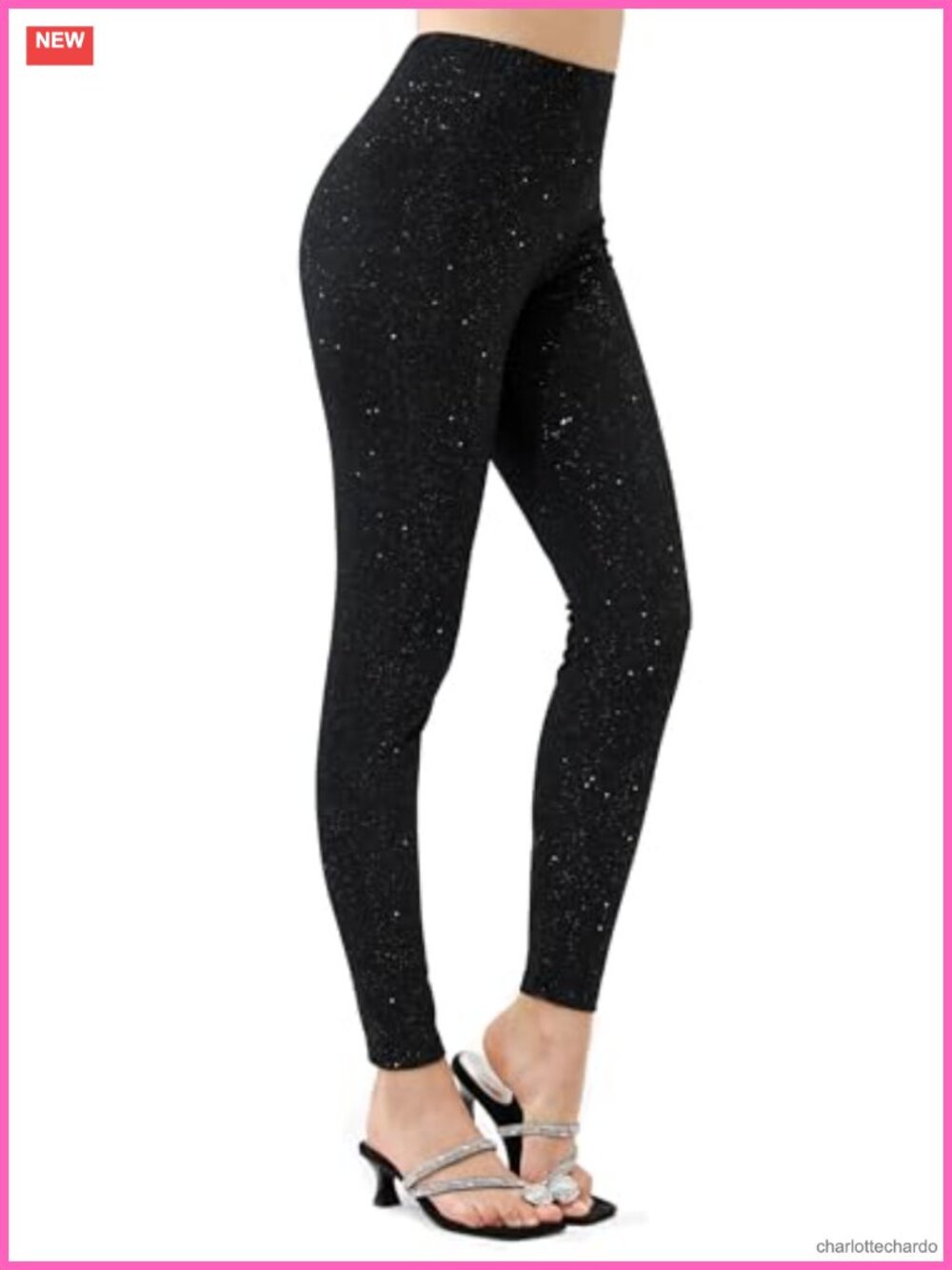 Shiny Sequin Glitter Leggings High-Waisted Tummy Control Women's Party Pants